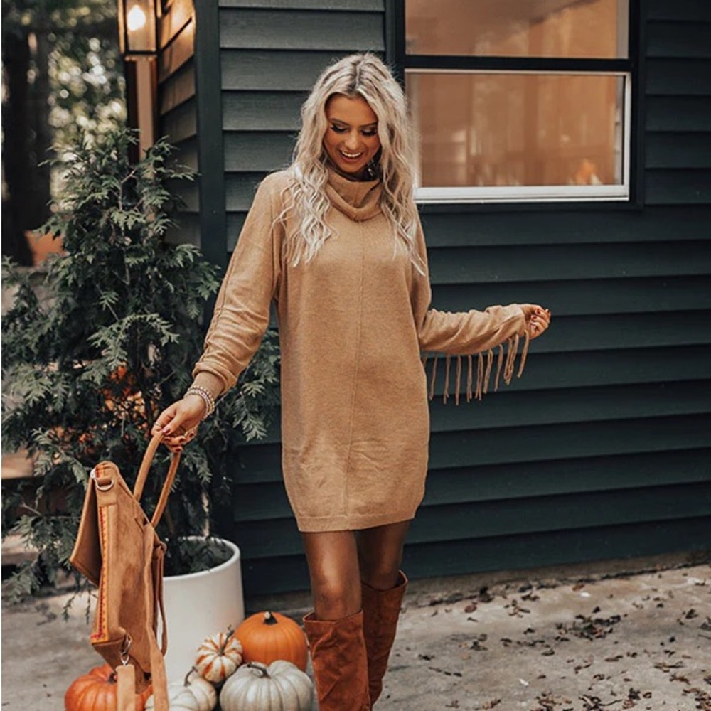 Boutique Fringe sweater Dress